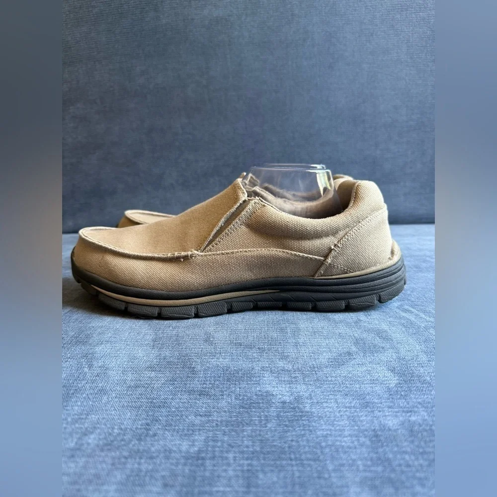 Magellan Outdoors Slip On Loafer Shoes Men’s SZ 11.5 Tan Canvas Casual Comfort